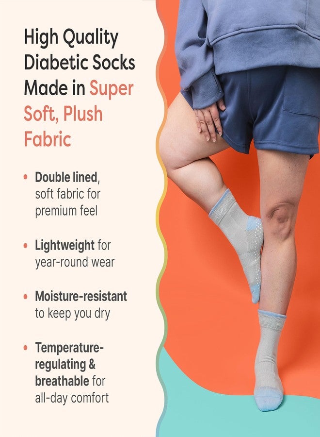 ZenToes Diabetic Socks for Women & Men | 2 Breathable Pairs with Arch Support | Non-Binding Cuff to Promote Circulation | Seamless Toe & Moisture Control Design | Large, Purple & Blue - Image 4
